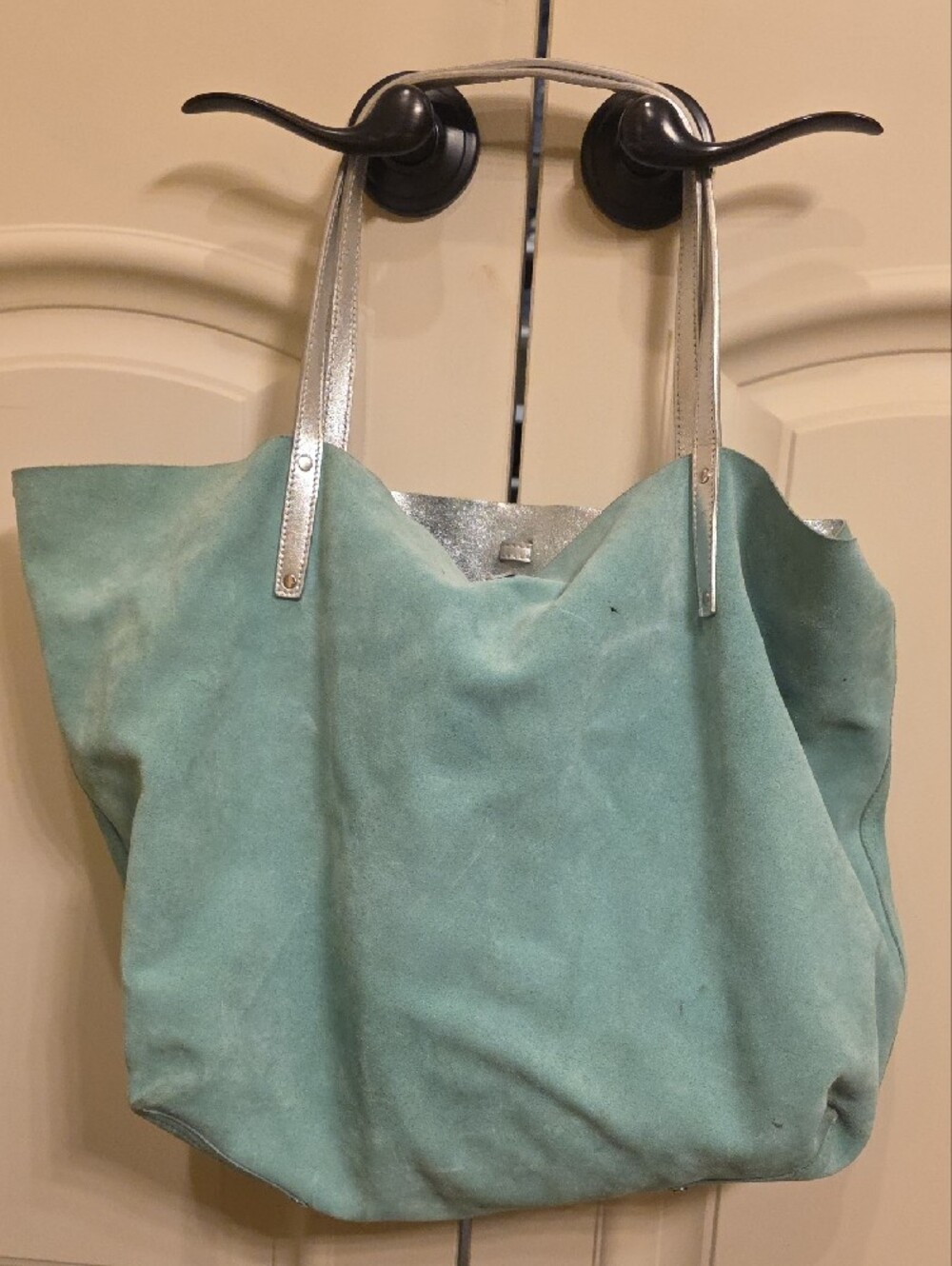 Tiffany & Co. Metallic Silver Tote with REVERSIBLE Tiffany Blue - Picture 9 of 13